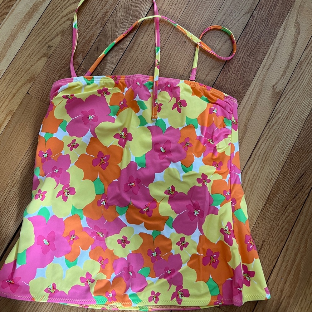 Lilly Pulitzer Tankini Swim Top Hotty Pink Floral Punch M